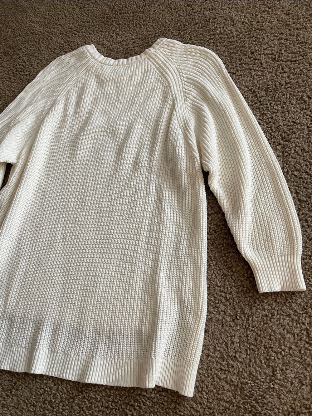 Express Cream Ribbed Crewneck Pullover - Picture 9 of 9